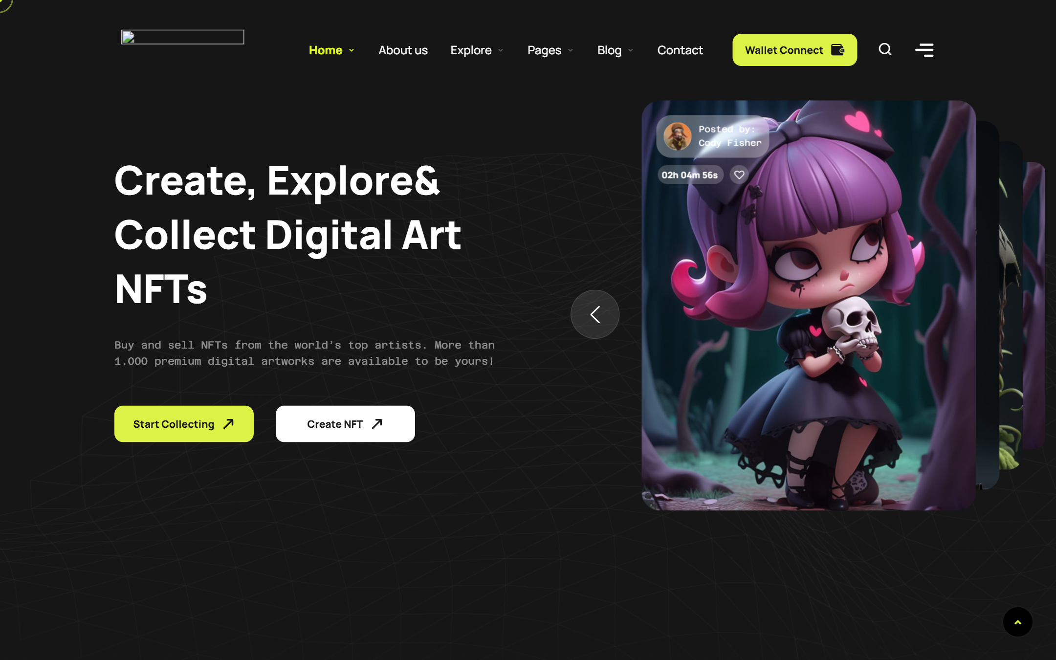 Platform Etalase Seni Digital & Kreator Kreatif - Home 02 (Cyber Neon)